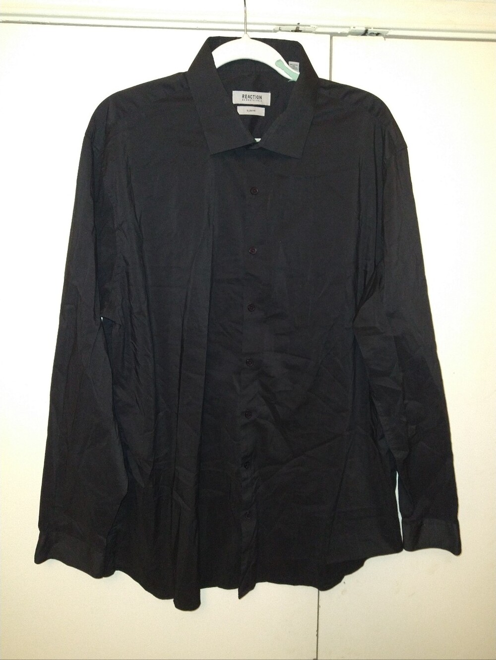 Kenneth Cole Reaction Slim Fit Black Long Sleeve Button Up Shirt Men's sz XL.